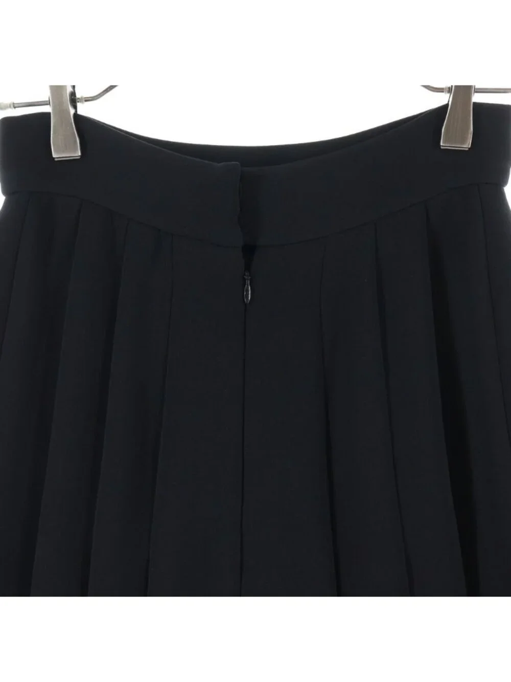 Chanel Flare Skirt Pleated Silk Black